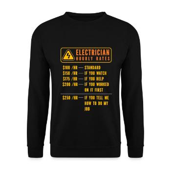 Elektriker Stundensätze Elektrizität Elektrotechni - Unisex Pullover - Schwarz - Vorne - Alina (178cm) & Michal (187cm)