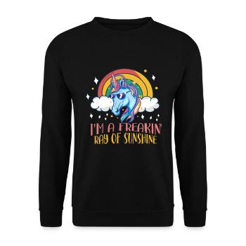 Freakin Ray Of Sunshine Unicorn Rainbow Geschen - Unisex Sweatshirt - black - Front - Alina (178cm) & Michal (187cm)