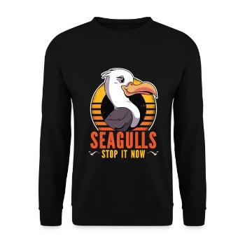 Mouette Mer Stop It Now Plage Oiseaux Cadeau - Sweat-shirt Unisexe - noir - Devant - Alina (178cm) & Michal (187cm)