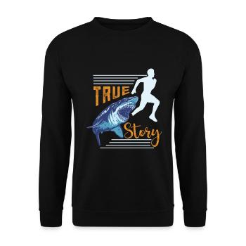 Amputation Rollstuhl Behinderung Handicap Geschenk - Unisex Pullover - Schwarz - Vorne - Alina (178cm) & Michal (187cm)
