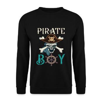 Pirat Totenkopf Piratenschiff Geschenkidee - Unisex Pullover - Schwarz - Vorne - Alina (178cm) & Michal (187cm)