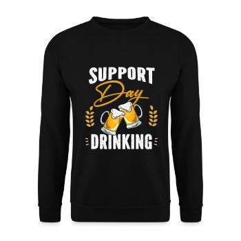 DrinkIng Alcohol Beer Party Drunk Gift Idea - Unisex Sweatshirt - black - Front - Alina (178cm) & Michal (187cm)