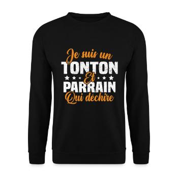Je suis un tonton et parrain qui déchire - Sweat-shirt Unisexe - noir - Devant - Alina (178cm) & Michal (187cm)