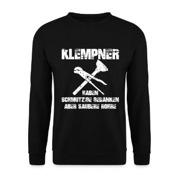 Klempner haben saubere Rohre - Unisex Pullover - Schwarz - Vorne - Alina (178cm) & Michal (187cm)