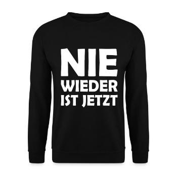 Nie wieder ist jetzt - Unisex Pullover - Schwarz - Vorne - Alina (178cm) & Michal (187cm)