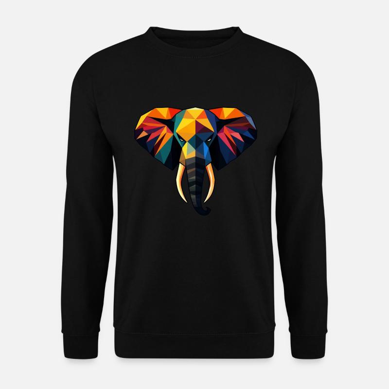 Elephant Low Poly Design - Unisex Sweatshirt - black