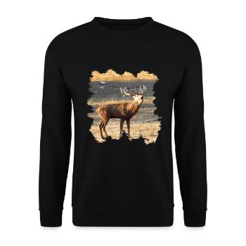 Un cerf rugissant en fin d'automne - Sweat-shirt Unisexe - noir - Devant - Alina (178cm) & Michal (187cm)