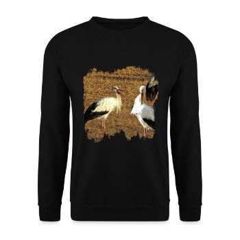 Master Adebar and Mrs. Adebar are storks - Unisex Sweatshirt - black - Front - Alina (178cm) & Michal (187cm)