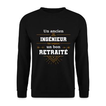 Un ancien ingénieur fait toujours un bon retraité - Sweat-shirt Unisexe - noir - Devant - Alina (178cm) & Michal (187cm)