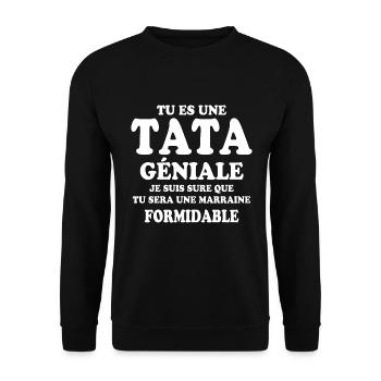 Une tata géniale et une marraine formidable - Sweat-shirt Unisexe - noir - Devant - Alina (178cm) & Michal (187cm)