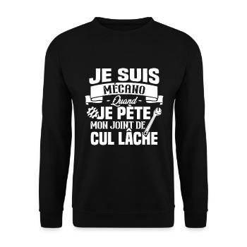 Je suis mécano humour cadeau mécanicien - Sweat-shirt Unisexe - noir - Devant - Alina (178cm) & Michal (187cm)
