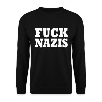 Fuck nazis - Unisex Pullover - Schwarz - Vorne - Alina (178cm) & Michal (187cm)