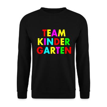 Team kindergarten - Unisex Pullover - Schwarz - Vorne - Alina (178cm) & Michal (187cm)