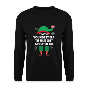 I m The Youngest Elf Matching Family Christmas - Unisex Pullover - Schwarz - Vorne - Alina (178cm) & Michal (187cm)