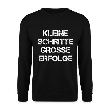 Kleine Schritte Grosse Erfolge - Unisex Pullover - Schwarz - Vorne - Alina (178cm) & Michal (187cm)