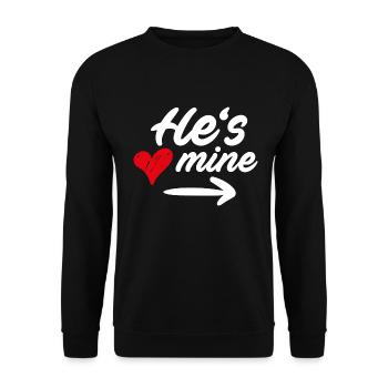 He's mine / Er ist meiner - COUPLE DESIGN - Unisex Pullover - Schwarz - Vorne - Alina (178cm) & Michal (187cm)