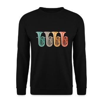 tuba retro farben tubist - Unisex Pullover - Schwarz - Vorne - Alina (178cm) & Michal (187cm)