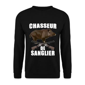 Chasseur De Sanglier Simplement Et parfaitement - Sweat-shirt Unisexe - noir - Devant - Alina (178cm) & Michal (187cm)