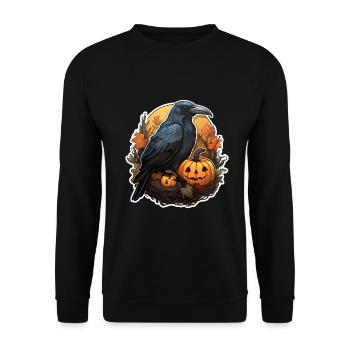 Crow with Pumpkin Halloween 2 - Unisex Sweatshirt - black - Front - Alina (178cm) & Michal (187cm)