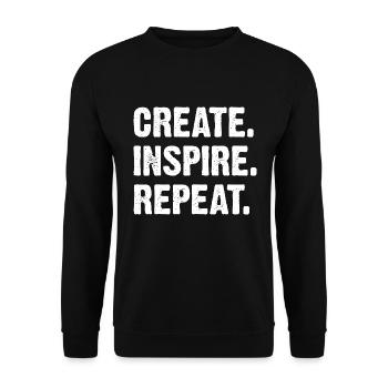 Create Inspire Repeat - Unisex Pullover - Schwarz - Vorne - Alina (178cm) & Michal (187cm)