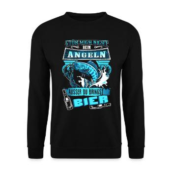 Ne pas m’interrompre en pêche - bière- - Sweat-shirt Unisexe - noir - Devant - Alina (178cm) & Michal (187cm)
