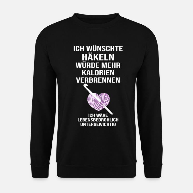 Häkeln Handarbeit Wolle Nähen Stricken Stoff Nadel - Unisex Pullover - Schwarz