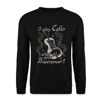 Cello Orchester Cellistin Cellist Geschenk - Unisex Pullover - Schwarz - Vorne - Alina (178cm) & Michal (187cm)