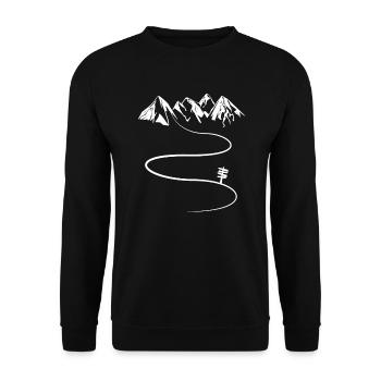 Mountains - path - skiing - hiking - trail - curves - Unisex Sweatshirt - black - Front - Alina (178cm) & Michal (187cm)