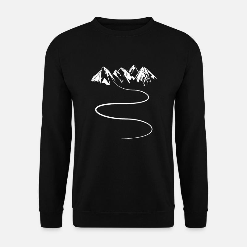 Berge - Weg - Ski - Wandern - Spur - Kurven - Unisex Pullover - Schwarz