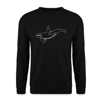 Wal, Orca, Schwertwal, stilisiert, Linien, Wale - Unisex Pullover - Schwarz - Vorne - Alina (178cm) & Michal (187cm)