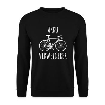 Akku Verweigerer - Fahrrad - Rennrad - Unisex Pullover - Schwarz - Vorne - Alina (178cm) & Michal (187cm)