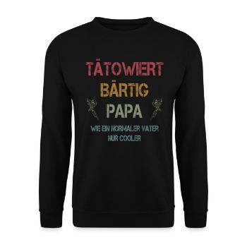 Tätowiert Papa Bärtig - Unisex Pullover - Schwarz - Vorne - Alina (178cm) & Michal (187cm)