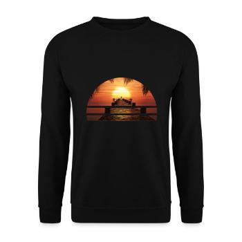Sunset Sea Trip Emigration T-Shirt - Sweat-shirt Unisexe - noir - Devant - Alina (178cm) & Michal (187cm)