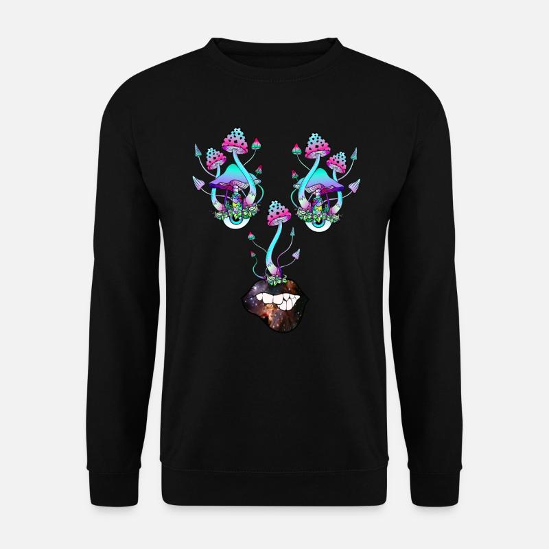 Magic Mushrooms Pilz Gesicht - Unisex Pullover - Schwarz