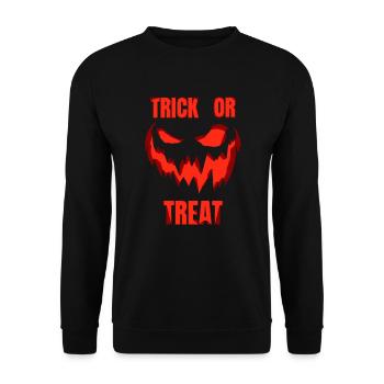 trick or treat - Gruseliger Kürbis - Halloween - Unisex Pullover - Schwarz - Vorne - Alina (178cm) & Michal (187cm)