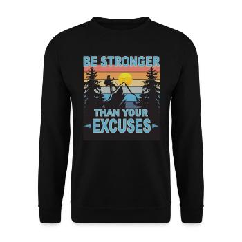 Stronger than Excuses when hikingBre - Unisex Sweatshirt - black - Front - Alina (178cm) & Michal (187cm)