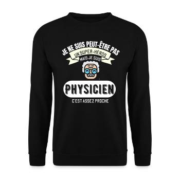 Super Héros physicien | Cadeau Humour Physique - Sweat-shirt Unisexe - noir - Devant - Alina (178cm) & Michal (187cm)