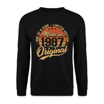 1987 Vintage Born Retro Vintage Geburtstagsgeschenk - Unisex Pullover - Schwarz - Vorne - Alina (178cm) & Michal (187cm)