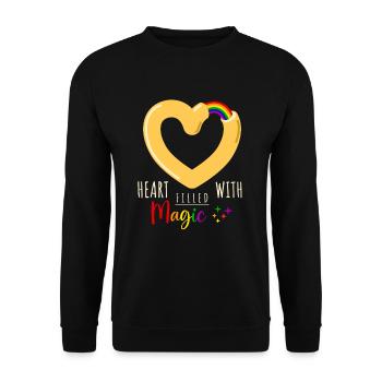 Herz Donut - Heart filled with magic - Unisex Pullover - Schwarz - Vorne - Alina (178cm) & Michal (187cm)