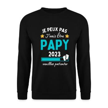 Je peux pas j'vais être Papy 2023 Futur Papi - Sweat-shirt Unisexe - noir - Devant - Alina (178cm) & Michal (187cm)