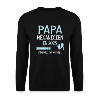 Papa Mécanicien En 2023 cadeau futur papa - Sweat-shirt Unisexe - noir - Devant - Alina (178cm) & Michal (187cm)