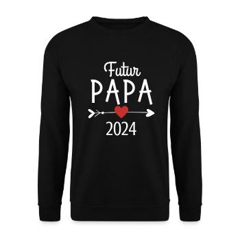 Futur Papa 2024 Cadeau Annonce de grossesse - Sweat-shirt Unisexe - noir - Devant - Alina (178cm) & Michal (187cm)
