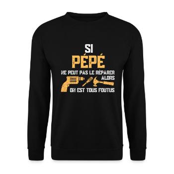 Si Pépé réparer cadeau Grand-père - Sweat-shirt Unisexe - noir - Devant - Alina (178cm) & Michal (187cm)