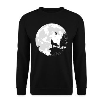 Loup hurlant à la lune - Sweat-shirt Unisexe - noir - Devant - Alina (178cm) & Michal (187cm)