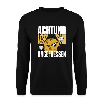 Wütender Cookie Spruch lustig Ich bin angefressen - Unisex Pullover - Schwarz - Vorne - Alina (178cm) & Michal (187cm)