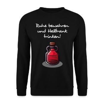 Ruhe Bewahren Und Heiltrank Trinken - hell - Unisex Pullover - Schwarz - Vorne - Alina (178cm) & Michal (187cm)