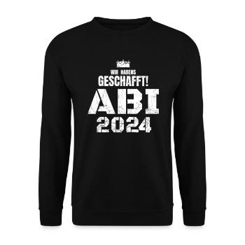 Wir haben's geschafft Abi 2024 - Abitur 2024 - Unisex Pullover - Schwarz - Vorne - Alina (178cm) & Michal (187cm)