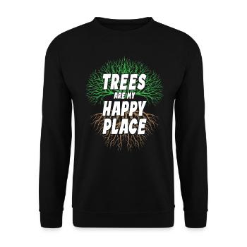 Trees Are My Happy Place - Unisex Sweatshirt - black - Front - Alina (178cm) & Michal (187cm)