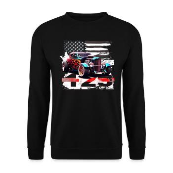 US Muscle Car Hot Rod - Unisex Sweatshirt - black - Front - Alina (178cm) & Michal (187cm)