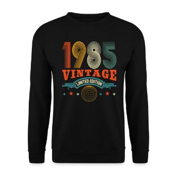 Jahrgang 1985 40. Geburtstag Discokugel - Unisex Pullover - Schwarz - Vorne - Alina (178cm) & Michal (187cm)